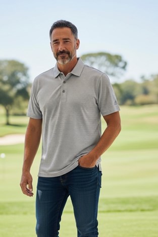 Show details for adidas Men's Ottoman Stripe Polo Shirt - Grey Two / White