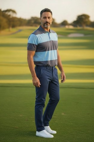 Show details for adidas  Men's Colourblock Polo - Sea Blue / Denim