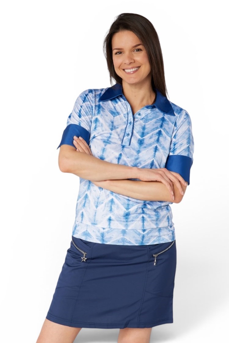 Picture of Swing out Sister Ladies Horizon Half Sleeve Polo - Neptunes Breath
