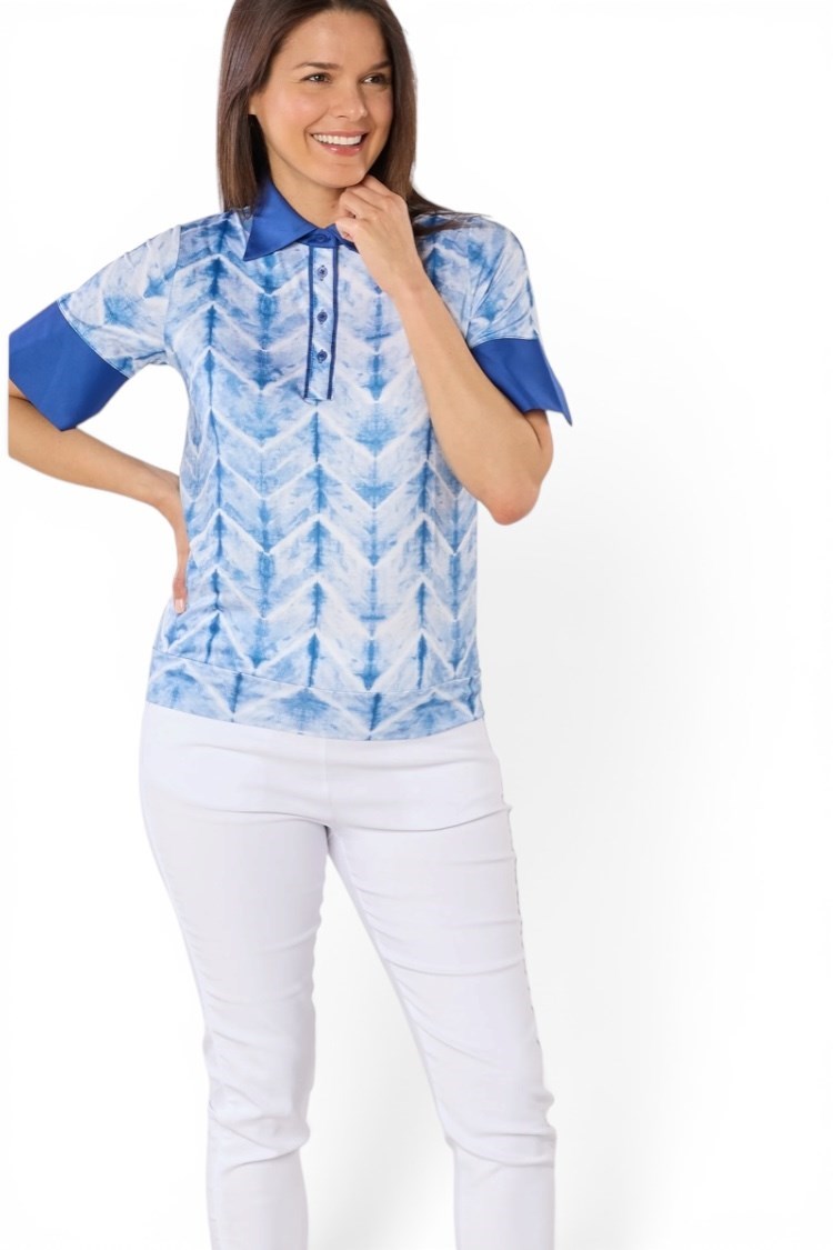 Picture of Swing out Sister Ladies Horizon Half Sleeve Polo - Neptunes Breath