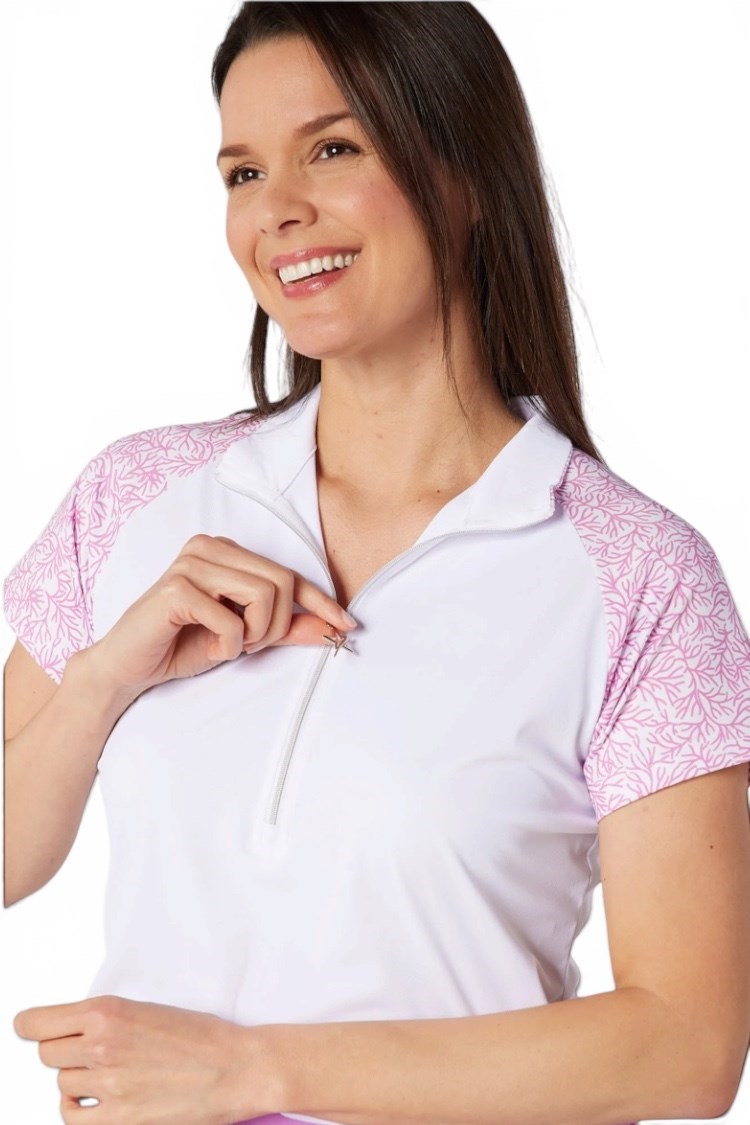 Picture of Swing out Sister Ladies Paradise Elite Cap Sleeve Polo - Coral Whisper
