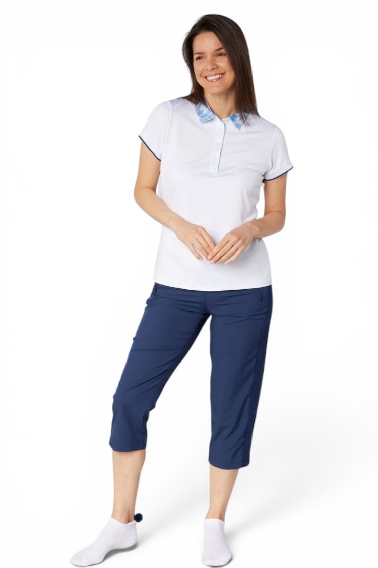 Picture of Swing out Sister Ladies Luca Cap Sleeve Polo - Neptune's Breath