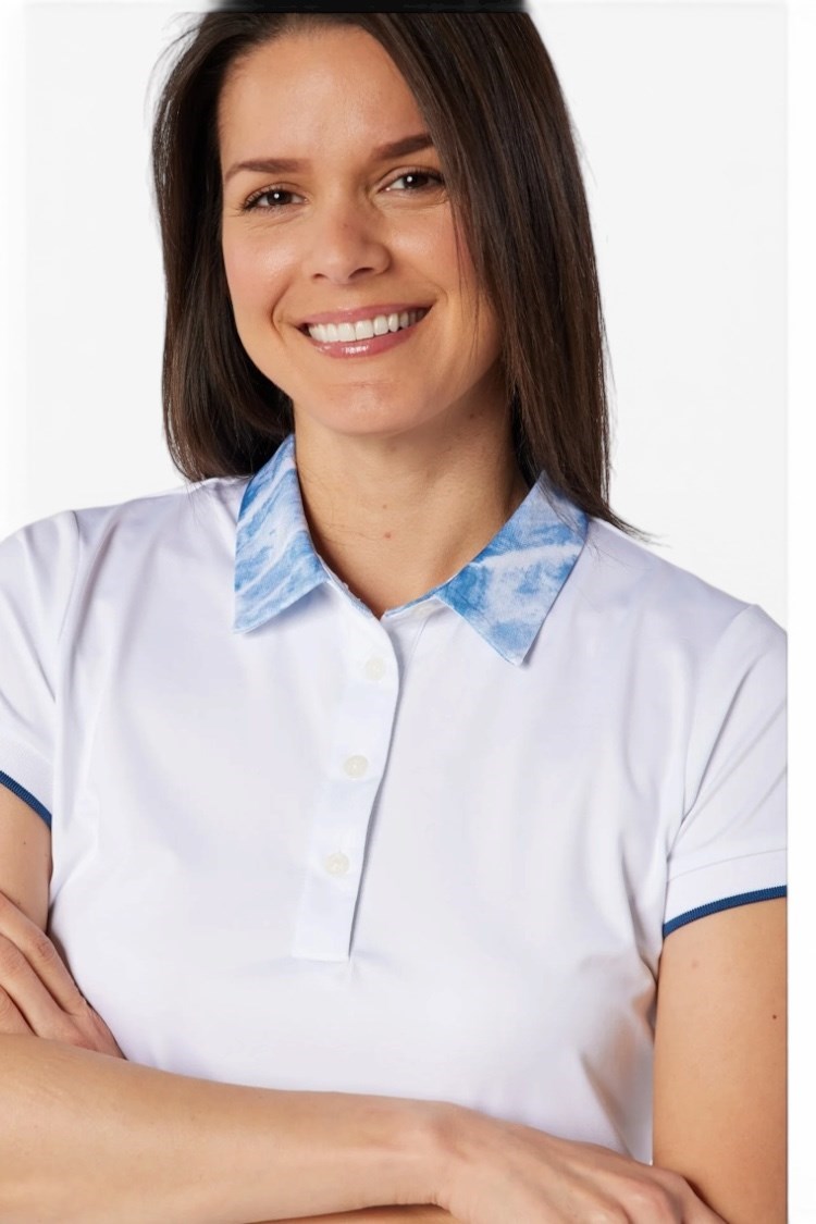 Picture of Swing out Sister Ladies Luca Cap Sleeve Polo - Neptune's Breath
