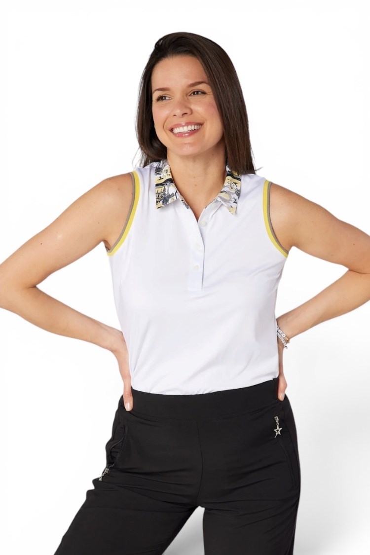 Picture of Swing out Sister Ladies Luca Sleeveless Polo - Indian Dawn