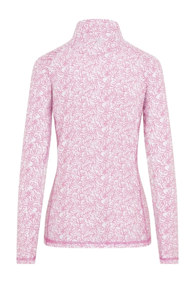 Picture of Swing out Sister Ladies Sunshine Pattern ¼ Zip Long Sleeve Top - Coral Whisper