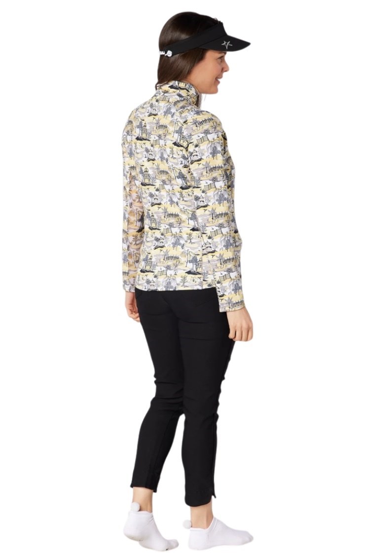 Picture of Swing out Sister Ladies Sunshine Pattern ¼ Zip Long Sleeve Top - Indian Dawn