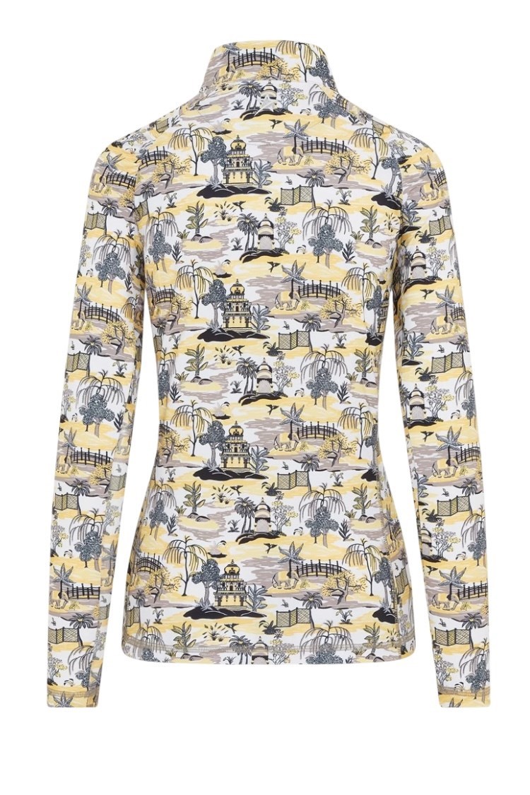 Picture of Swing out Sister Ladies Sunshine Pattern ¼ Zip Long Sleeve Top - Indian Dawn