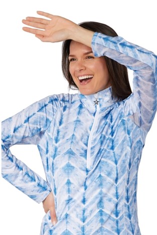 Show details for Swing out Sister Ladies Sunshine Pattern ¼ Zip Long Sleeve Top - Neptune's Breath