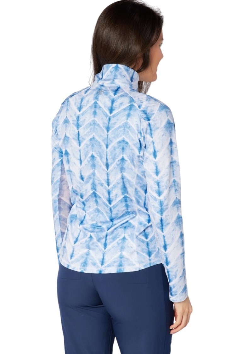 Picture of Swing out Sister Ladies Sunshine Pattern ¼ Zip Long Sleeve Top - Neptune's Breath