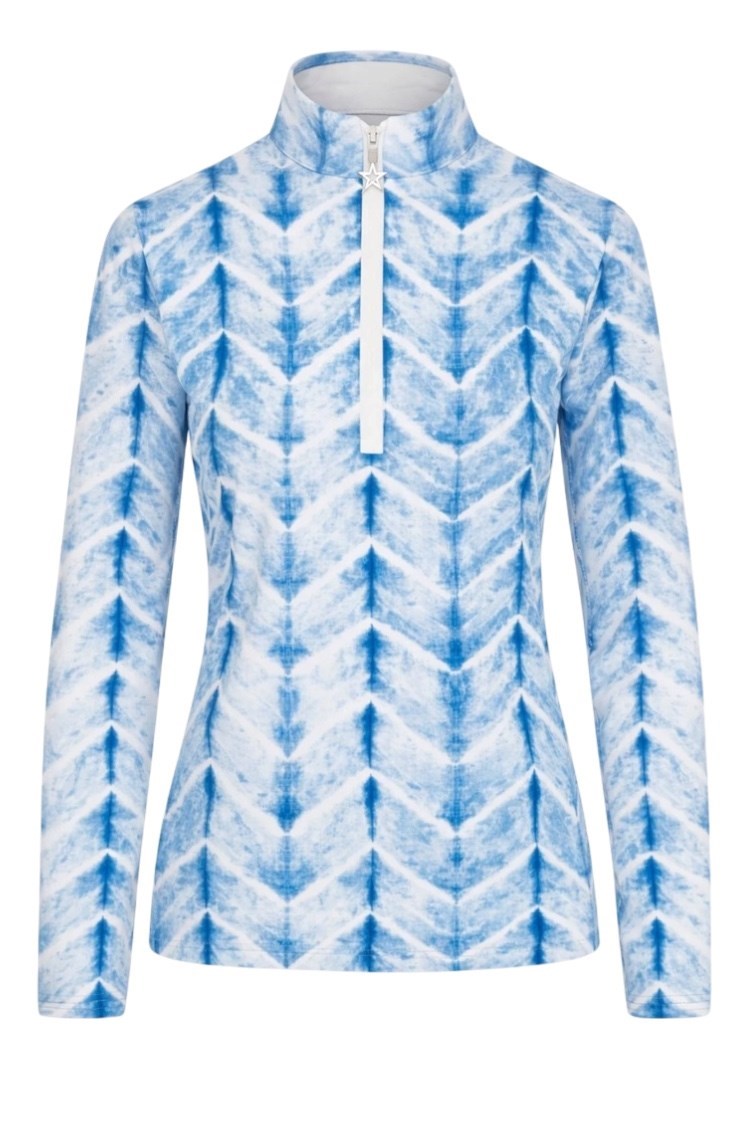 Picture of Swing out Sister Ladies Sunshine Pattern ¼ Zip Long Sleeve Top - Neptune's Breath