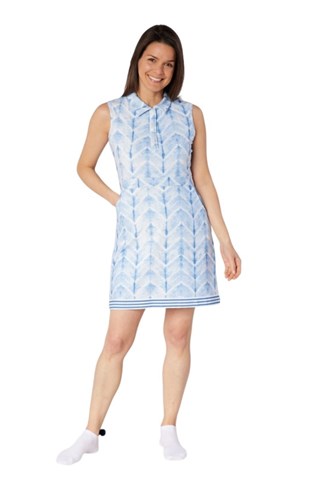 Picture of Swing out Sister Azure Sleeveless Patterned Dress - Neptune's Breath