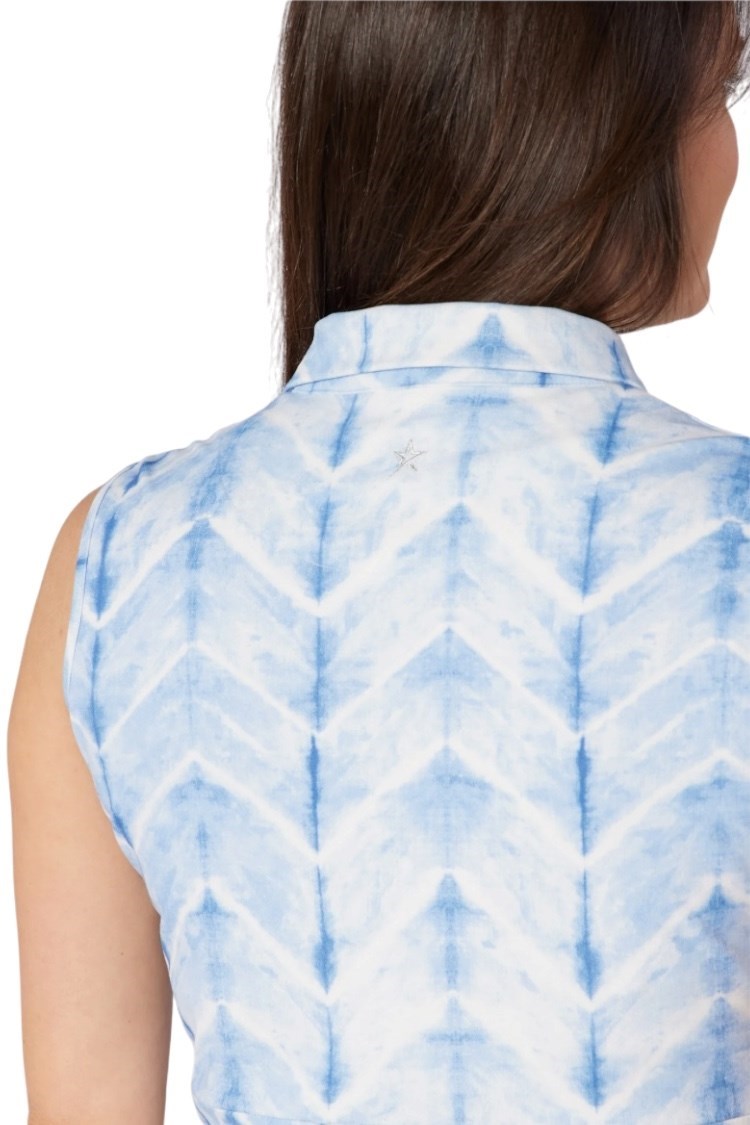Picture of Swing out Sister Azure Sleeveless Patterned Dress - Neptune's Breath