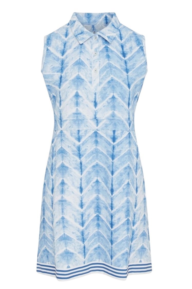 Picture of Swing out Sister Azure Sleeveless Patterned Dress - Neptune's Breath