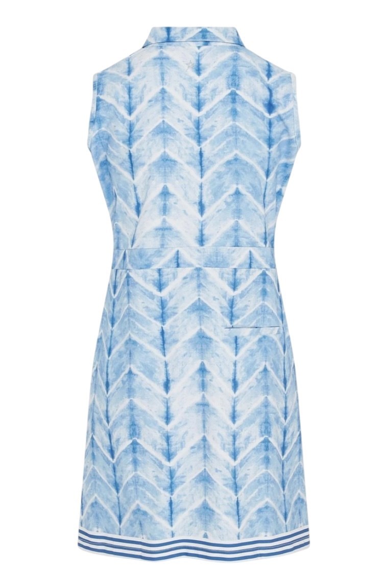 Picture of Swing out Sister Azure Sleeveless Patterned Dress - Neptune's Breath