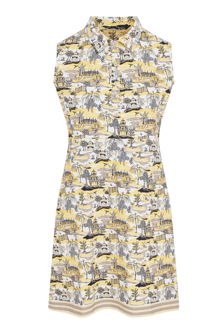 Picture of Swing out Sister Azure Sleeveless Patterned Dress - Indian Dawn