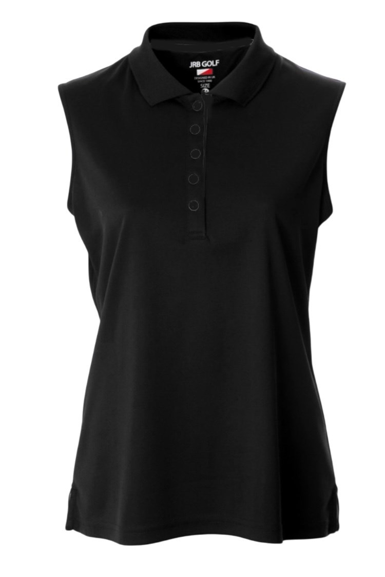 Picture of JRB Ladies Plain Sleeveless Pique Polo - Black
