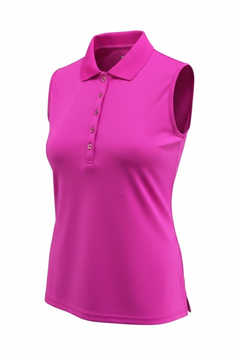 Picture of JRB Ladies Plain Sleeveless Pique Polo - Rose Pink
