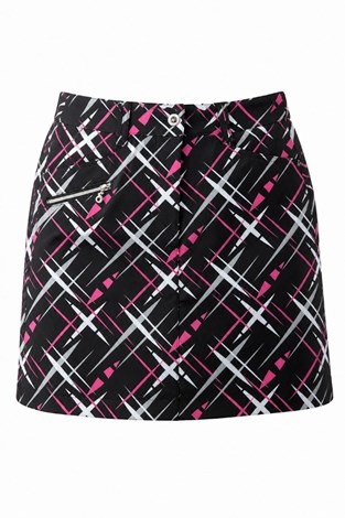 Show details for JRB Ladies Golf Patterned Skort - Black Cross Print