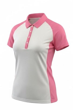 Show details for JRB Ladies Colour Block Short Sleeve Polo - White / Pink