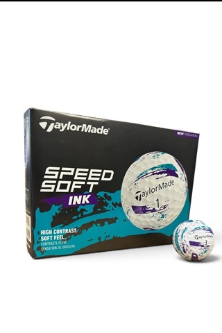 Picture of Taylormade Speed Soft Ink Golf Balls - White / Teal / Purple