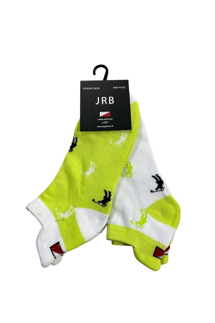 Picture of JRB Ladies Ankle Socks - 2 Pack - Lime / White