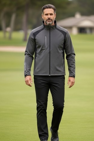 Show details for Sunderland of Scotland Men's Valberg Waterproof Golf Jacket - Gunmetal / Black Ridge