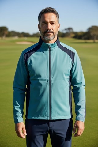 Picture of Sunderland of Scotland s.Typhoon Waterproof Golf Jacket - Pacific Blue / Navy / White