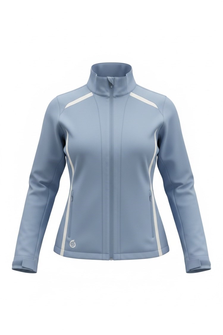 Picture of Sunderland of Scotland Ladies Killy Waterproof Golf Jacket - Mineral Blue / White