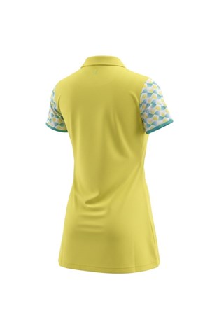 Show details for Sunice Ladies Abigail Printed Polo  - Mellow Yellow / Spearmint Green